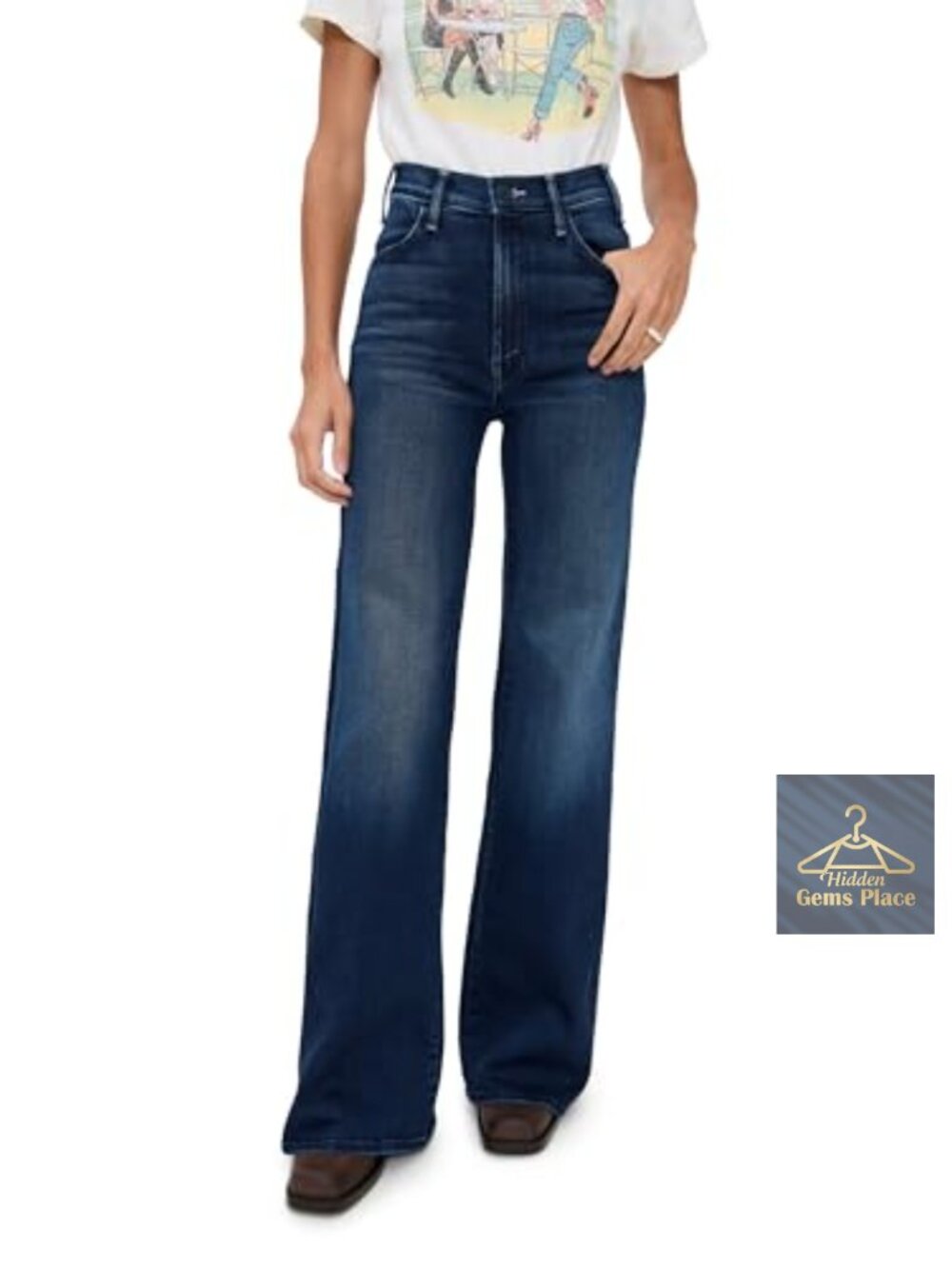 Mother The Hustler Roller Sneak High Rise Wide Leg Stretch Denim Jeans